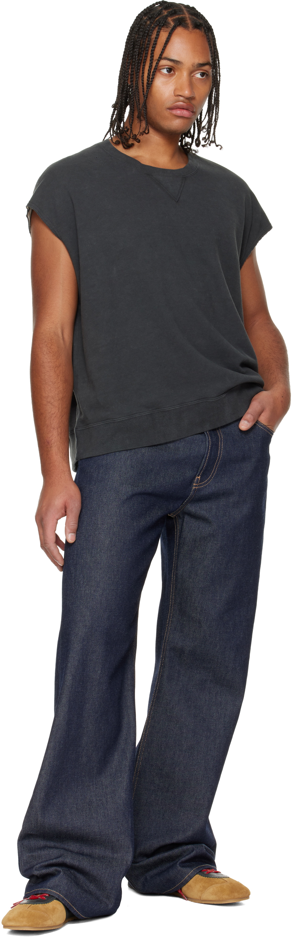 visvim Black Mondo Dual Sweat S/L DMGD Tank Top Visvim