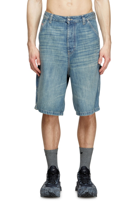 Photo: Diesel Utility-style denim shorts - Denim short pants Mens in Blue
