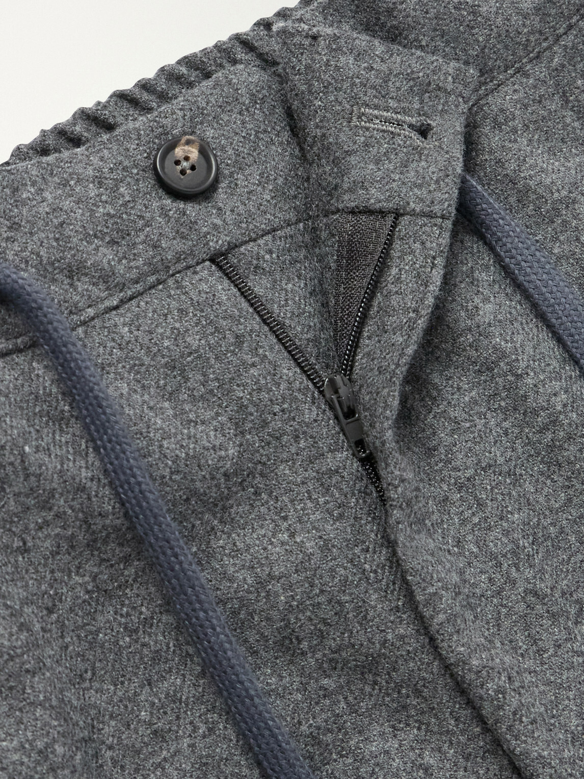 De Petrillo - Straight-Leg Wool and Cashmere-Blend Drawstring Suit Trousers - Gray