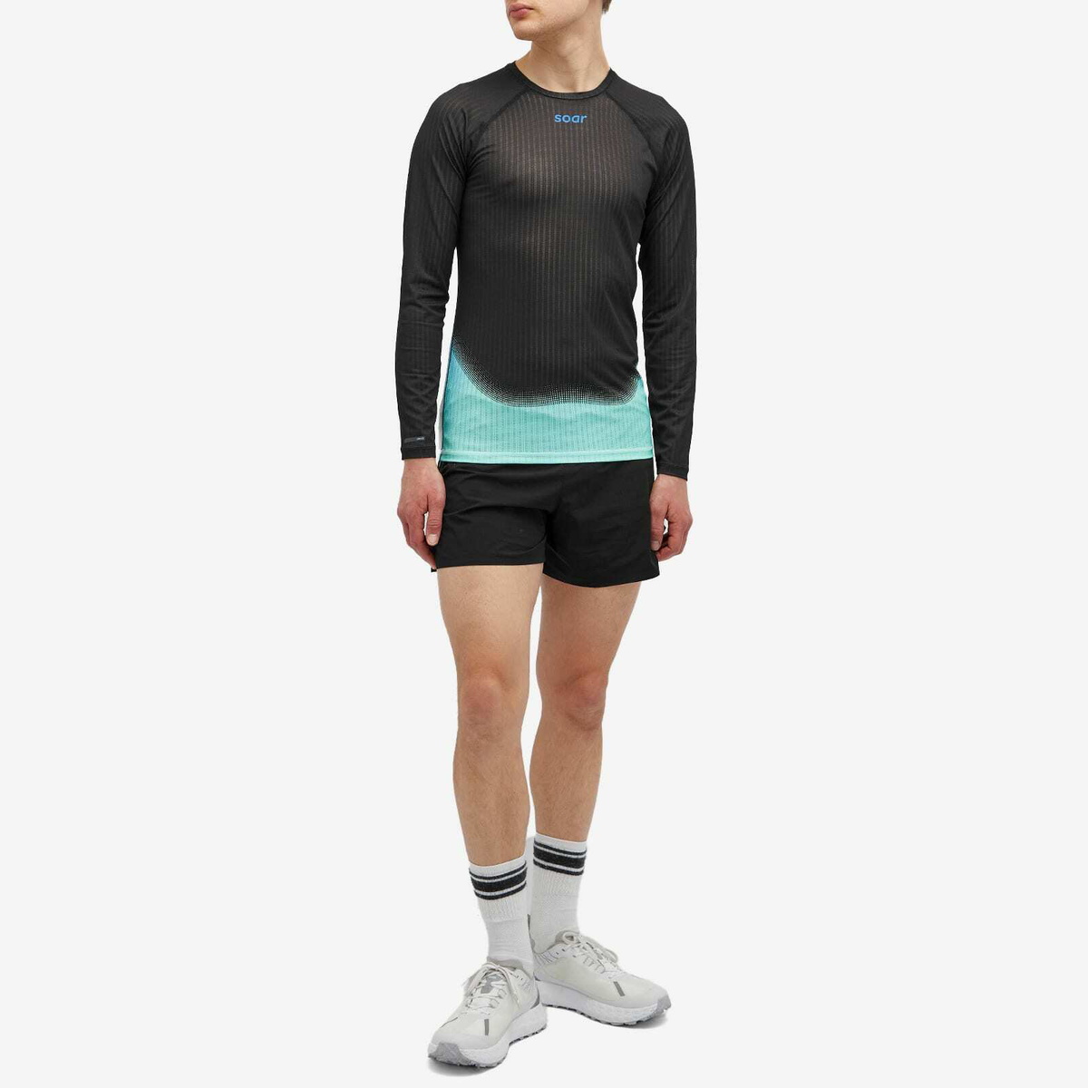 SOAR Men's Long Sleeve Race Base Layer in Black/Blue/Green Soar