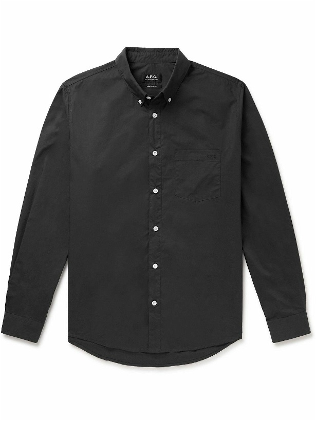 Photo: A.P.C. - Edouard Button-Down Collar Cotton-Poplin Shirt - Black