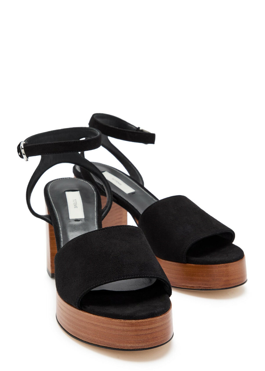 Toteme 90 Suede Platform Sandals Black Other