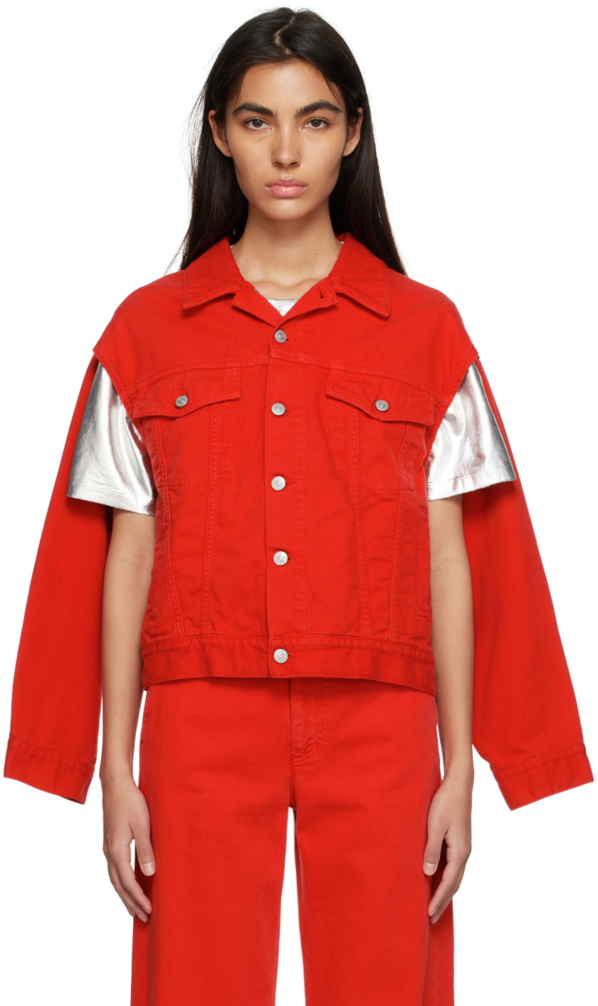 MM6 Maison Margiela Red Cutout Denim Jacket MM6 Maison Margiela