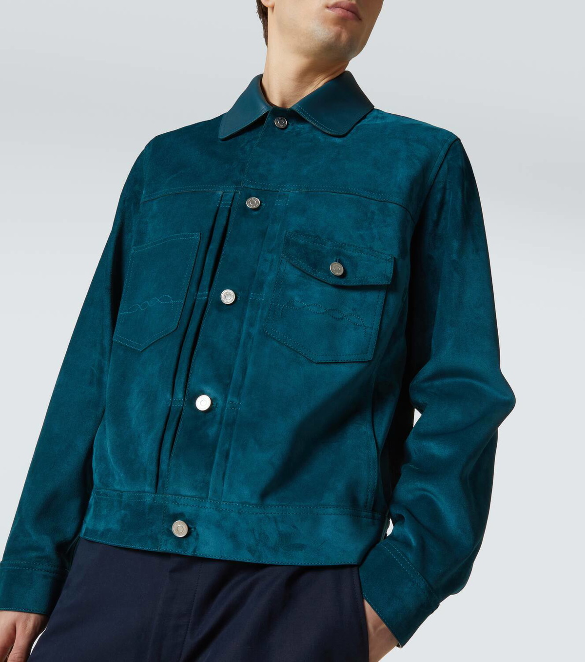 Berluti Leather-trimmed suede field jacket