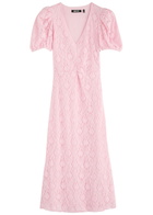 Rotate Sunday Floral Lace Midi Dress Light Pink