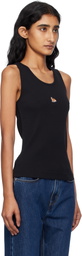 Maison Kitsuné Black 'Baby Fox' Ribbed Tank Top
