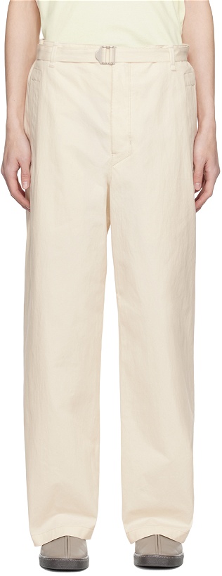 Photo: LEMAIRE Off-White Seamless Belted Trousers