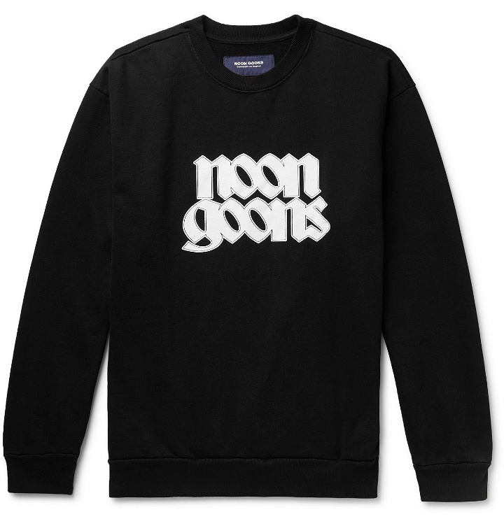 Photo: Noon Goons - Knight Logo-Print Fleece-Back Cotton-Jersey Sweatshirt - Black