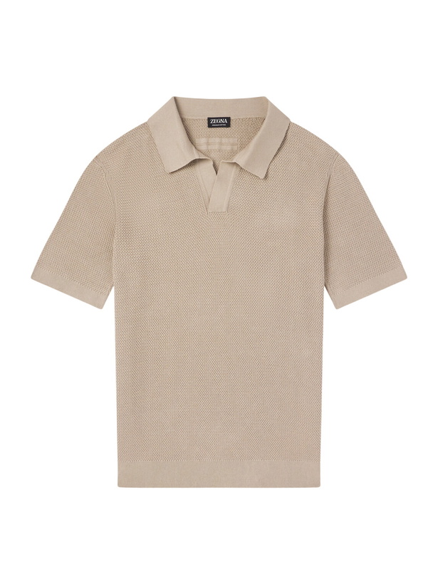 Photo: Zegna - Slim-Fit Cotton-Piqué Polo Shirt - Neutrals