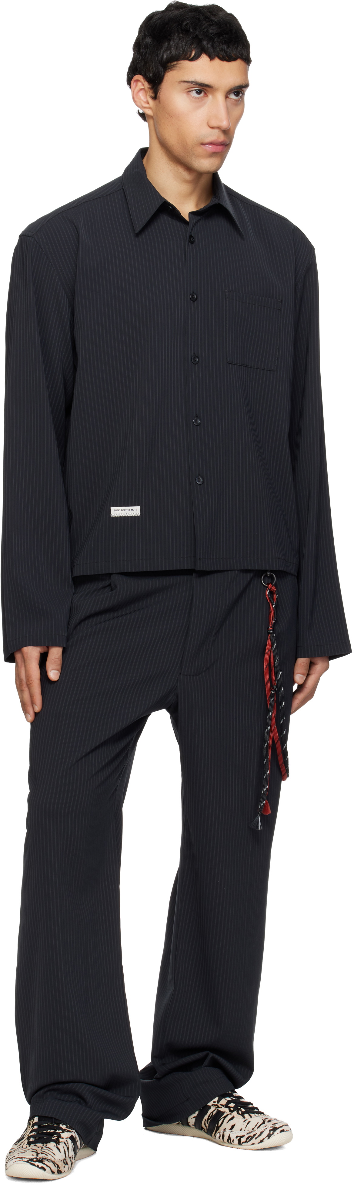 Song for the Mute Navy Loose Pleated Trousers