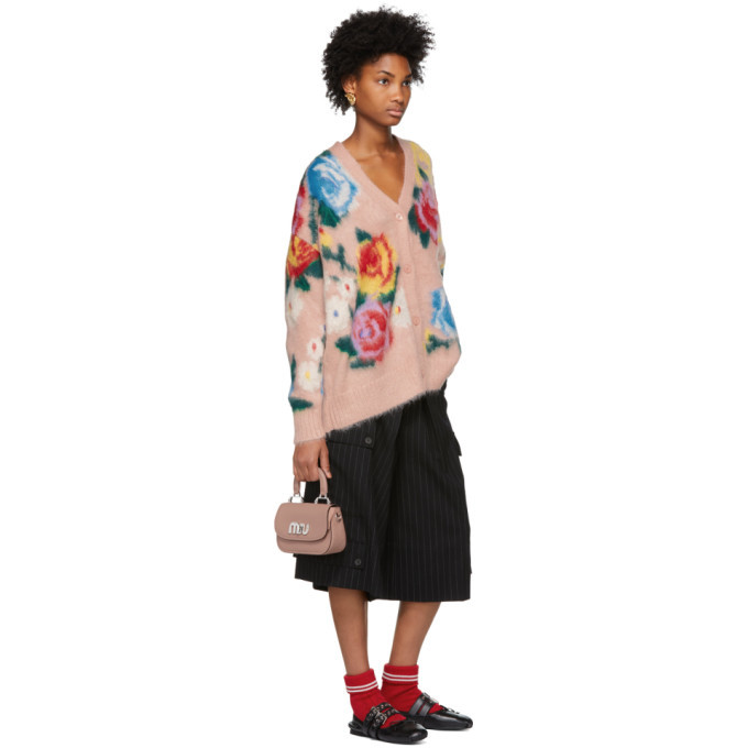 Miu Miu Pink Flowers Long Cardigan Miu Miu