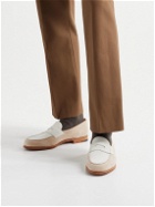 John Lobb - Lopez Suede Penny Loafers - White