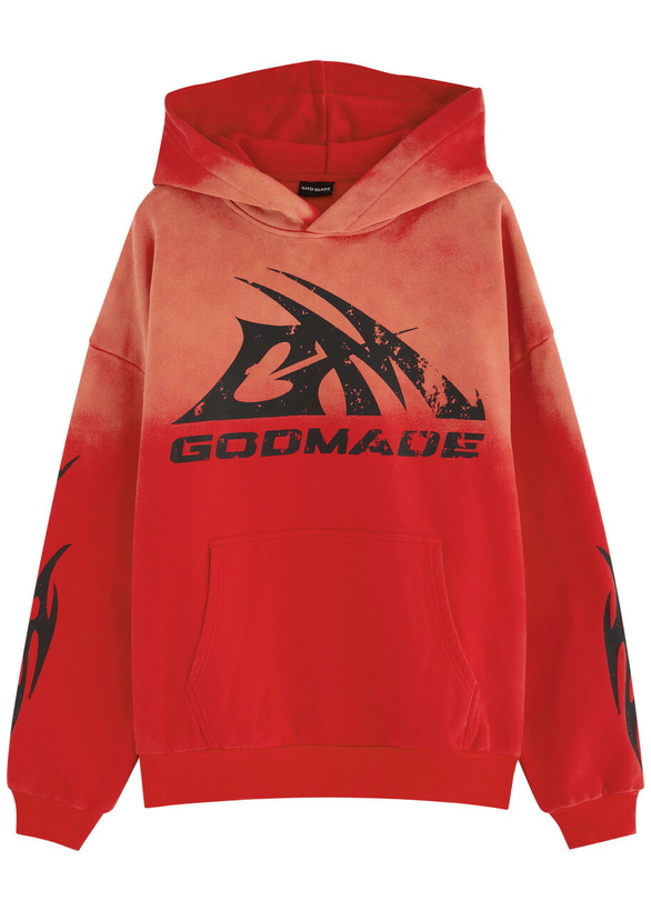 Photo: God Made Heritage Logo-print Hooded Cotton Sweatshirt Red