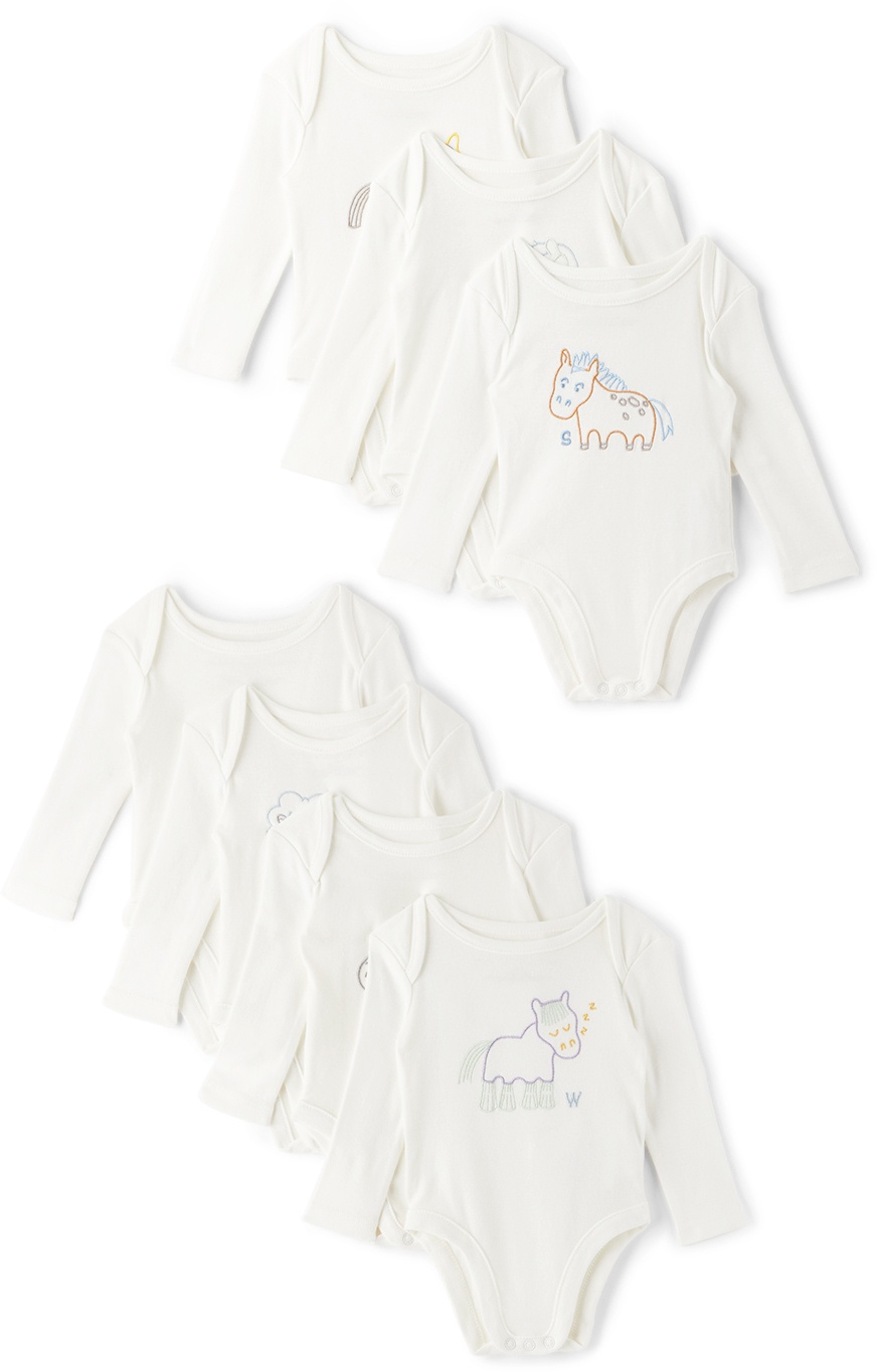 Photo: Stella McCartney Baby Seven-Pack White Embroidered Horse Week Bodysuits
