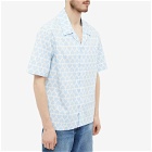 AMI Men's Heart Print Vacation Shirt in Sky Blue/White