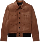TOD'S - Leather Bomber Jacket - Brown