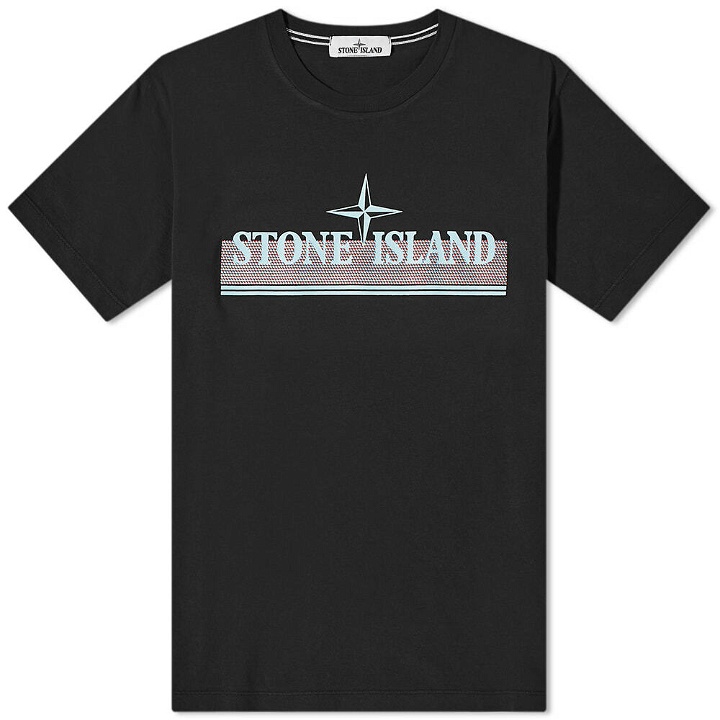 Photo: Stone Island Men's Tricromia Print T-Shirt in Black