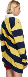 Charles Jeffrey LOVERBOY Yellow & Navy Topsy Turvy Polo