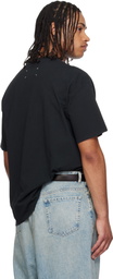 Maison Margiela Black 'Floral MM' Embroidered Cotton T-shirt