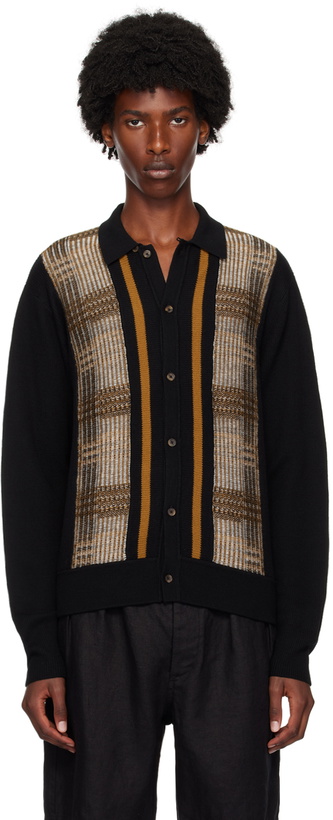 Photo: King & Tuckfield Black & Brown Merino Wool Cardigan