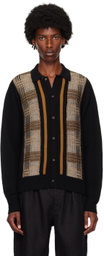 King & Tuckfield Black & Brown Merino Wool Cardigan