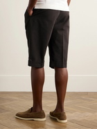 De Petrillo - Slim-Fit Pleated Cotton-Blend Seersucker Shorts - Brown