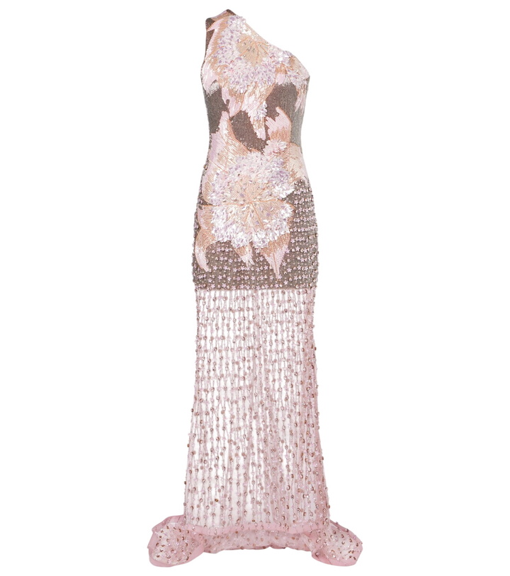 Photo: Là Fuori Embellished one-shoulder gown