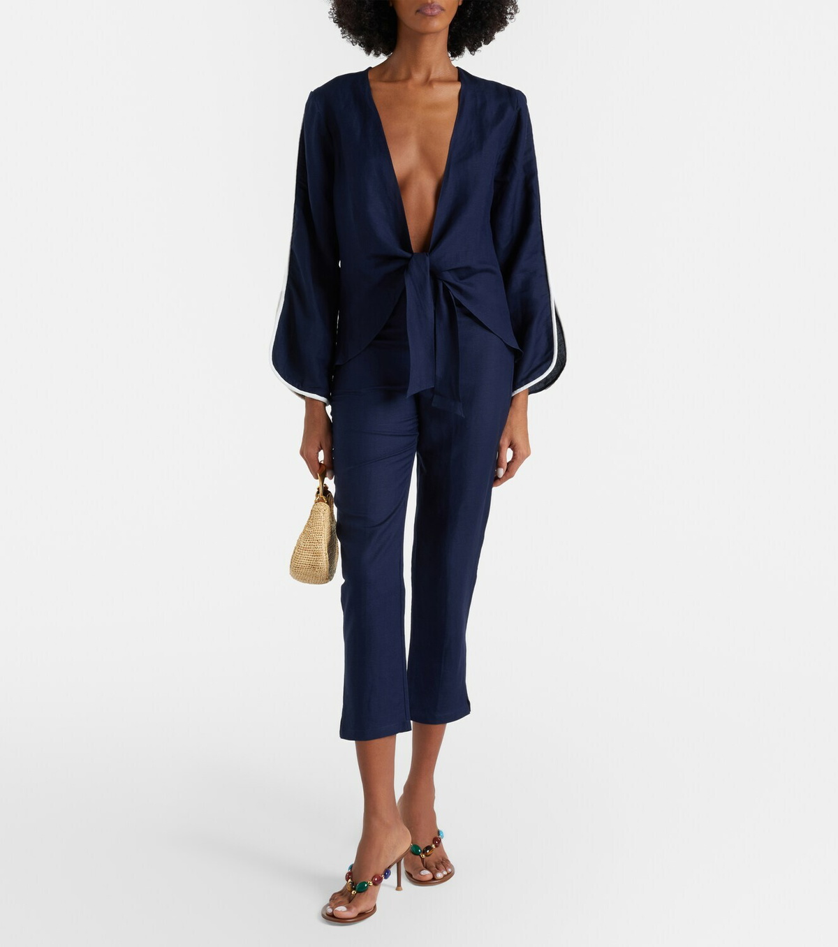 Adriana Degreas Linen-blend capri pants