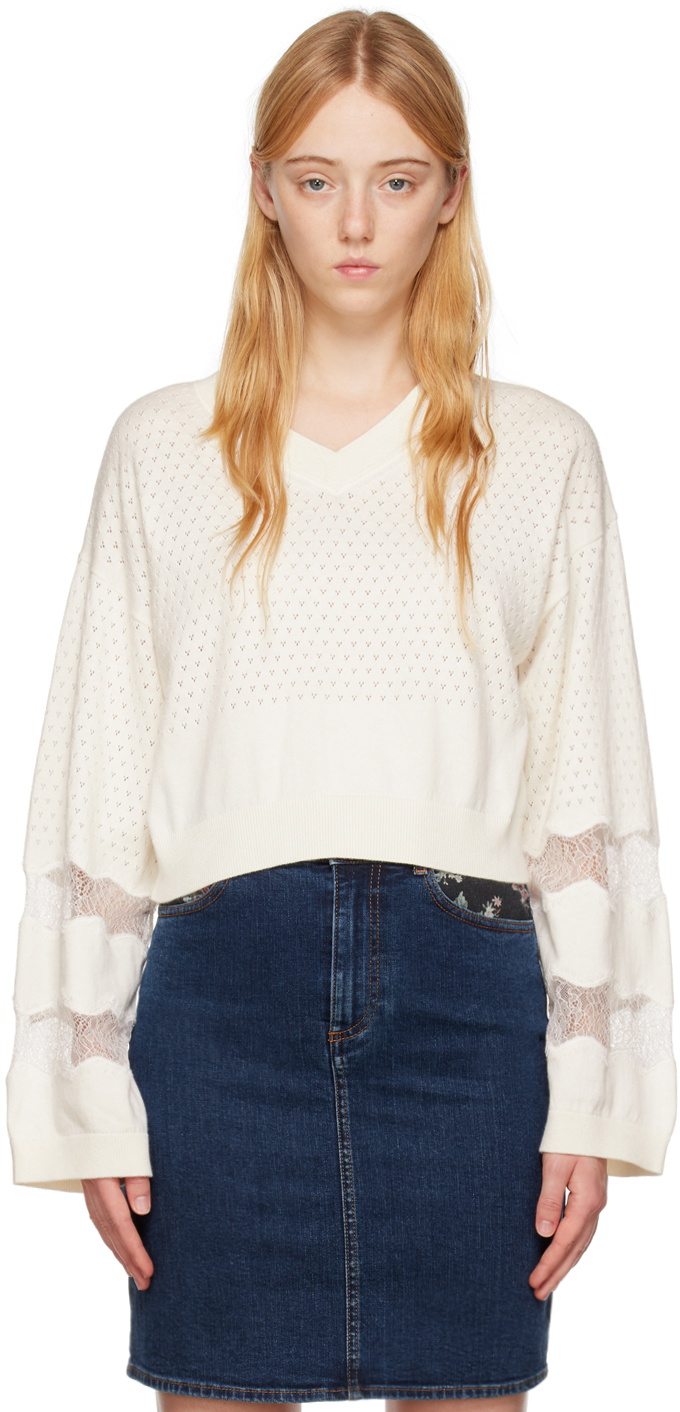 BRIA WHITE LACE SWEATER