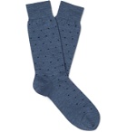 Marcoliani - Polka-Dot Merino Wool-Blend Socks - Blue