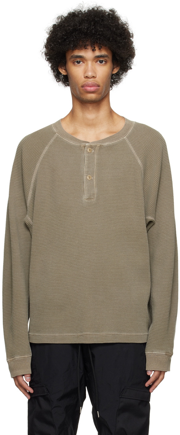 John Elliott Khaki Thermal Henley John Elliott