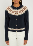 Frame Fair Isle Cashmere Cardigan Navy