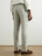 Lardini - Soho Tapered Pleated Linen-Twill Trousers - Green