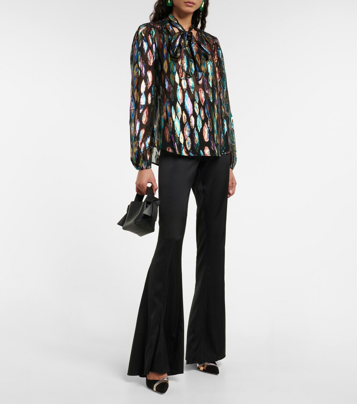 Rixo Moss jacquard chiffon blouse