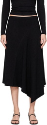 St. Agni Black Asymm Drape Midi Skirt