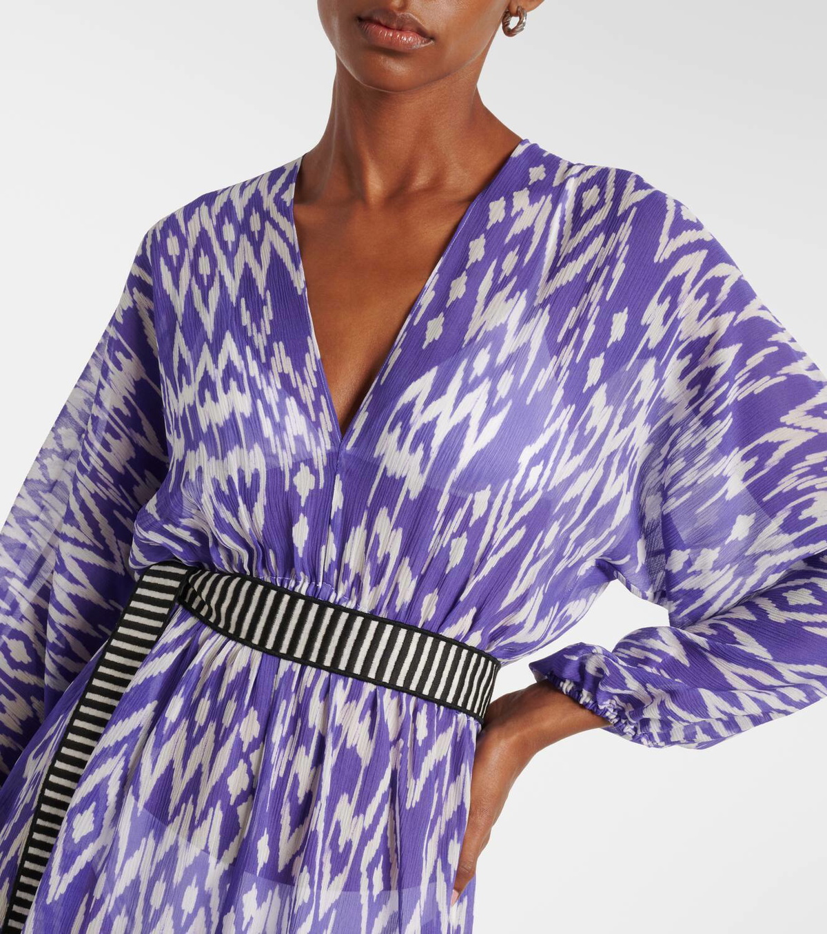 Eres Sky belted printed crêpe midi dress