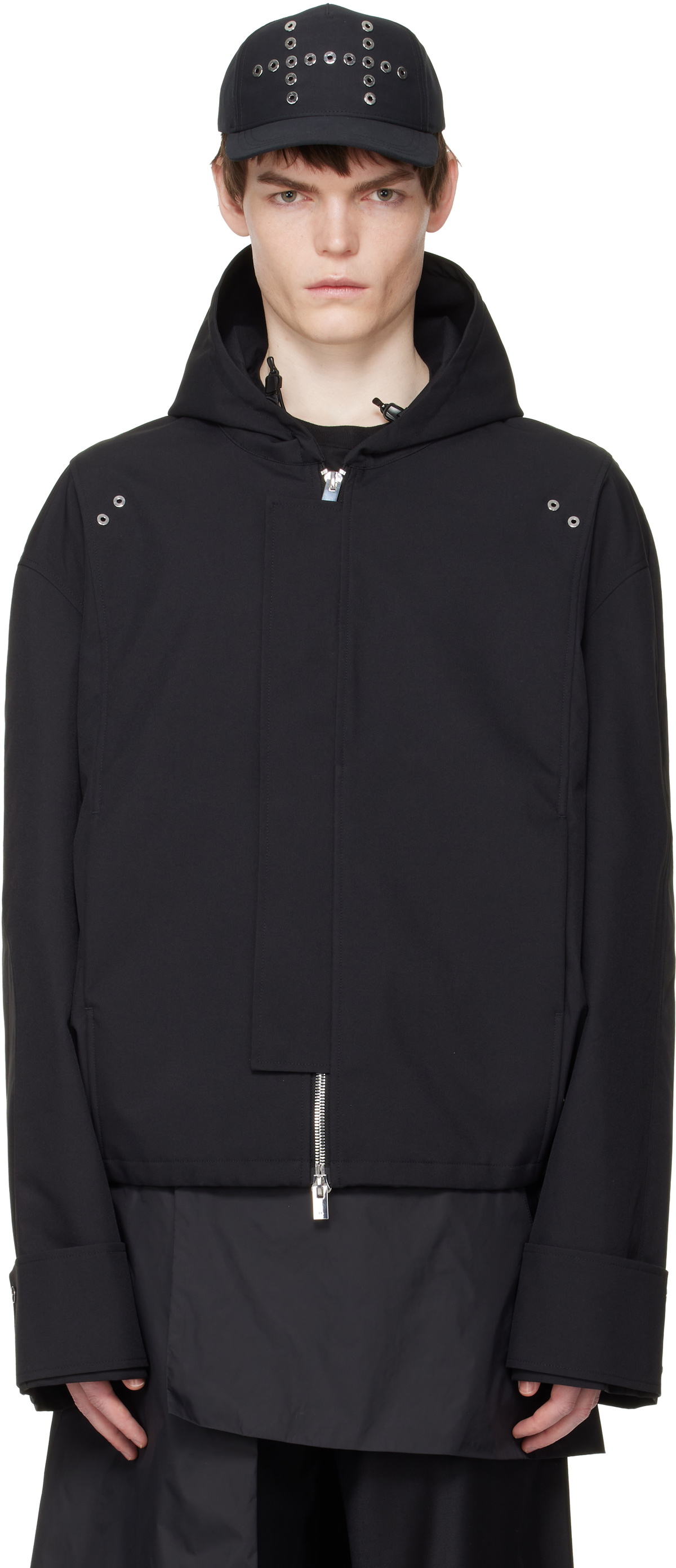 HELIOT EMIL Black Windbreaker Jacket Heliot Emil