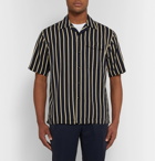 AMI - Camp-Collar Striped Twill Shirt - Men - Navy