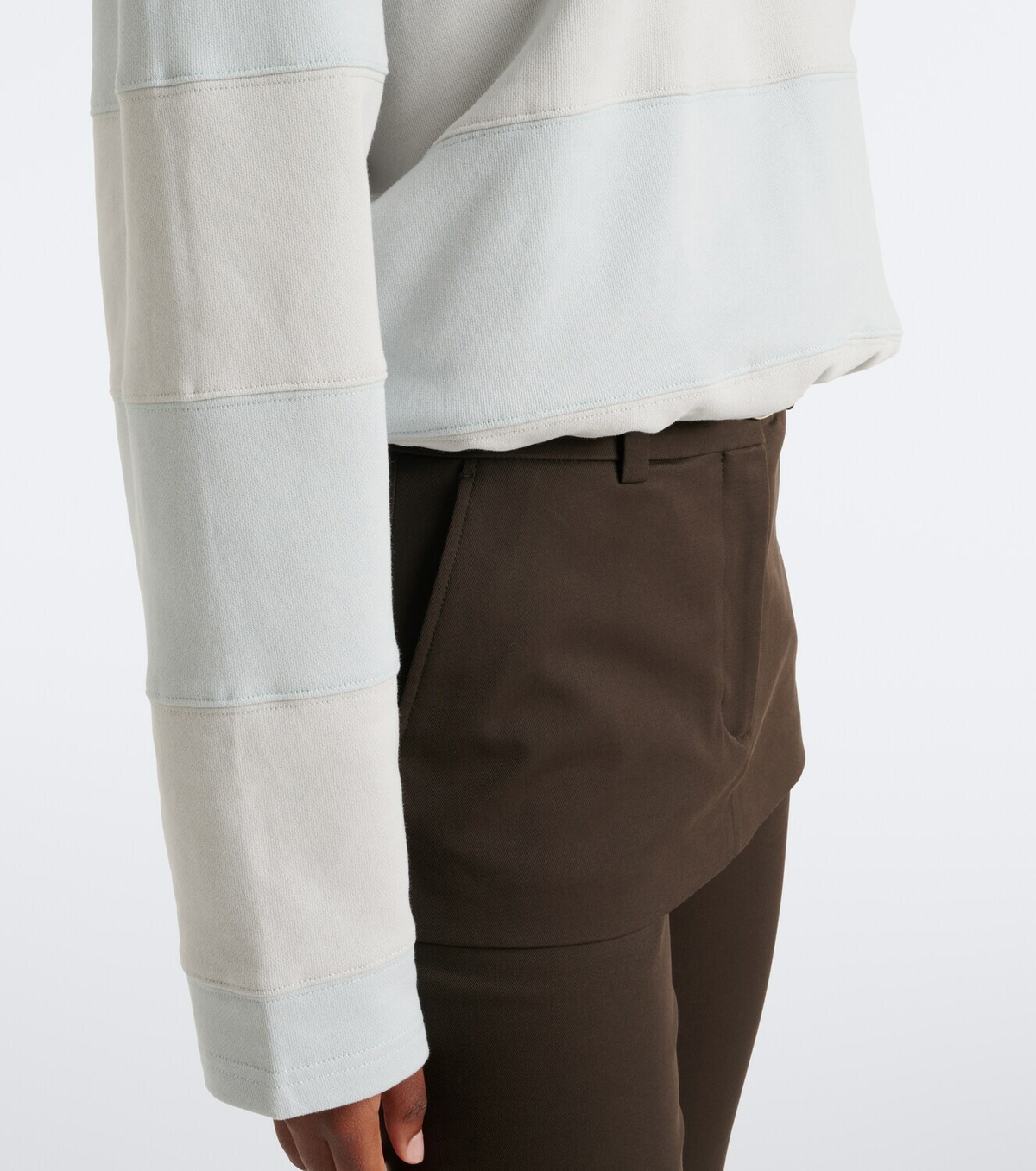 Acne Studios Striped cotton fleece polo sweatshirt