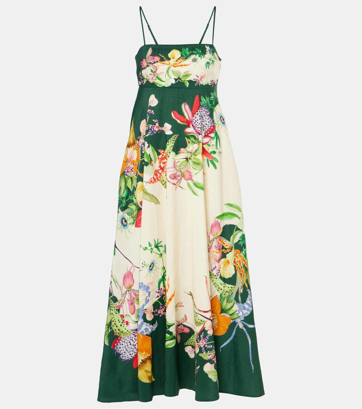 Almais Aggie floral linen-blend midi dress ALMAIS