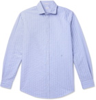 Massimo Alba - Canary Embroidered Striped Cotton-Poplin Jacquard Shirt - Blue