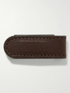 Brunello Cucinelli - Full-Grain Leather and Engraved Silver-Tone Money Clip