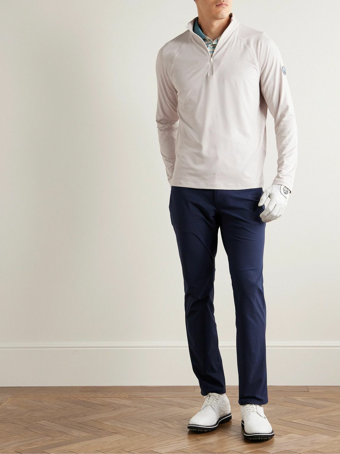 G/FORE - Luxe Staple Mid Tech-Jersey Half-Zip Golf Top - Neutrals G/FORE
