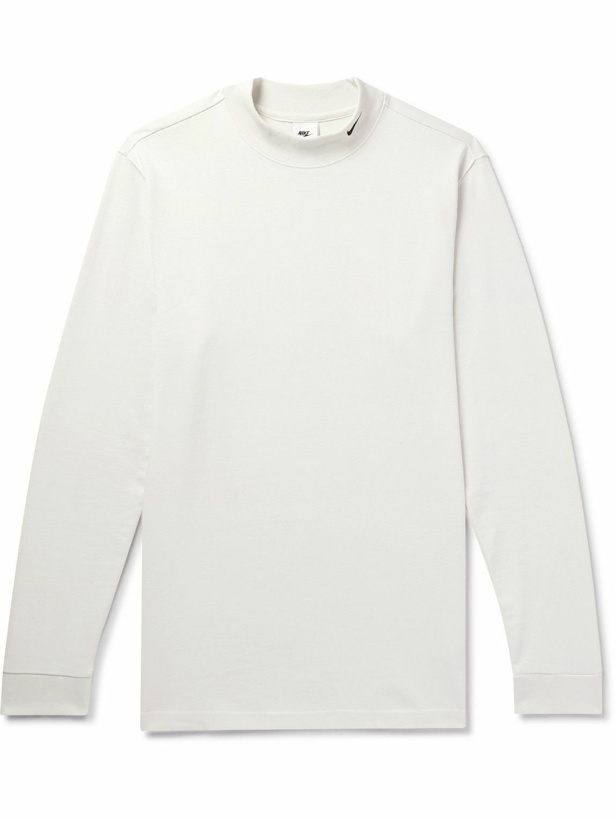 Photo: Nike - Logo-Embroidered Cotton-Jersey Mock-Neck T-Shirt - White