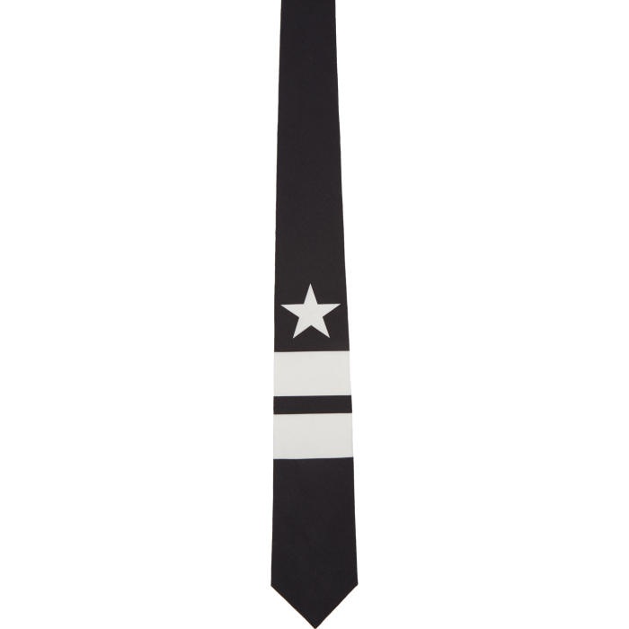 Photo: Givenchy Black and White Star and Double Stripes Tie 