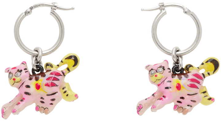 Photo: Marni Pink & Silver Tiger Pendants Earrings