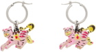 Marni Pink & Silver Tiger Pendants Earrings