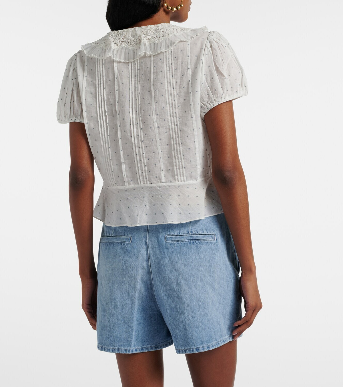 7 For All Mankind Cotton and linen denim shorts