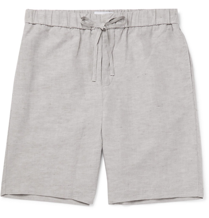 Photo: Frescobol Carioca - Mélange TENCEL and Linen-Blend Drawstring Shorts - Gray