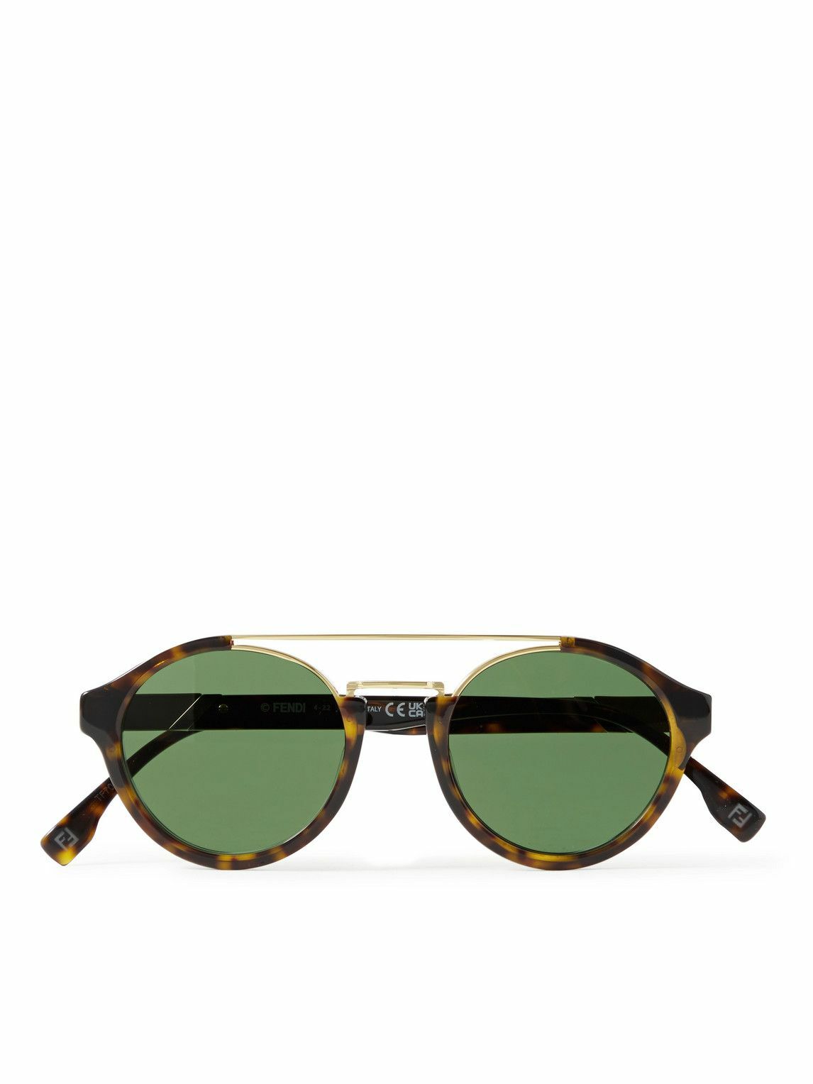 Fendi - Round-Frame Gold-Tone and Tortoiseshell Acetate Sunglasses